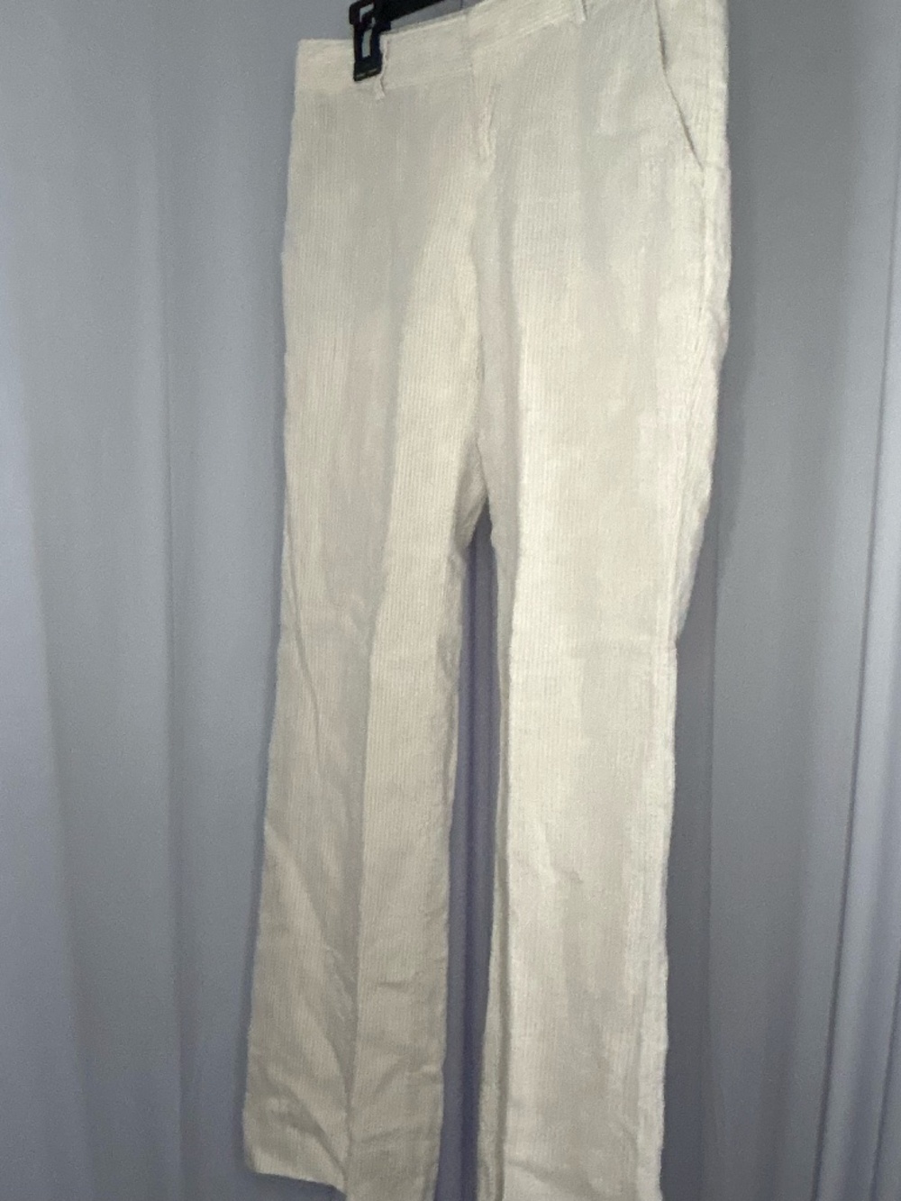 Women's Banana Republic Petites Cropped Linen blend Striped Pants in Beige
